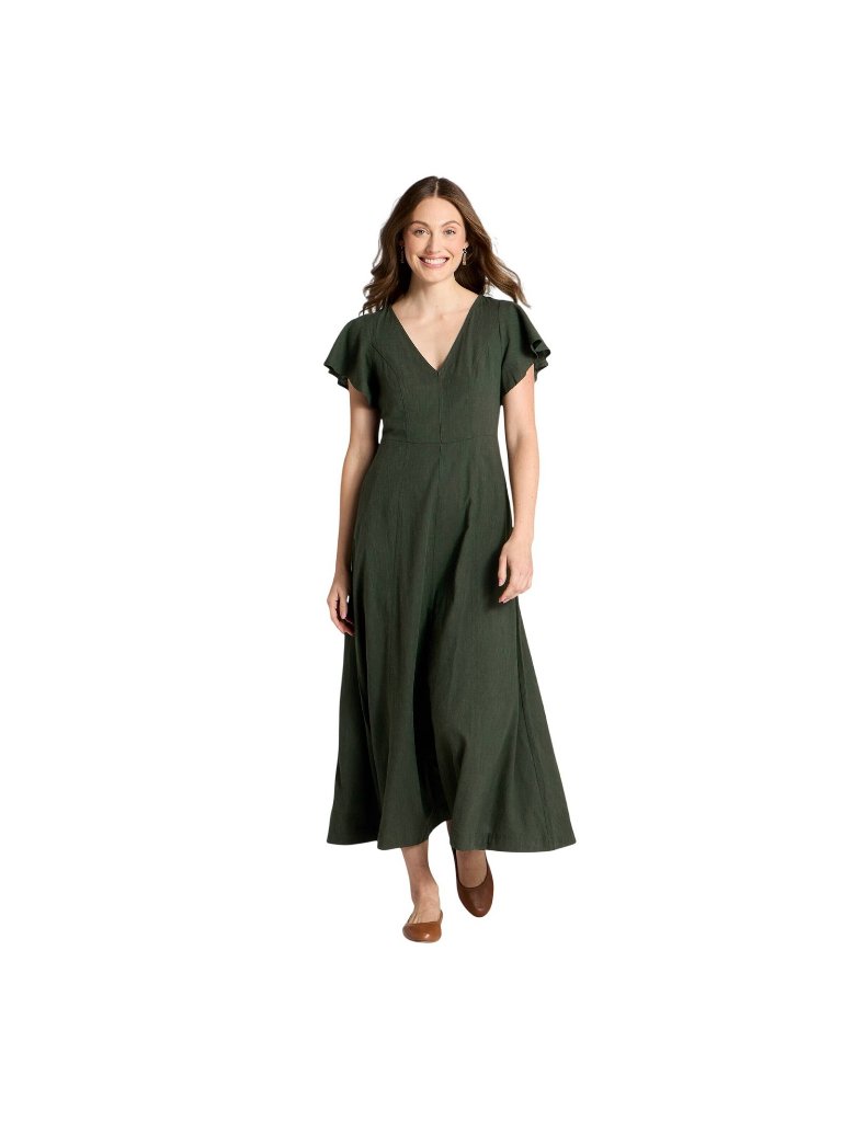 Nwt Universal Thread Womens Flutter Short Sleeve Maxi A-Line Dress Dark Green Xl